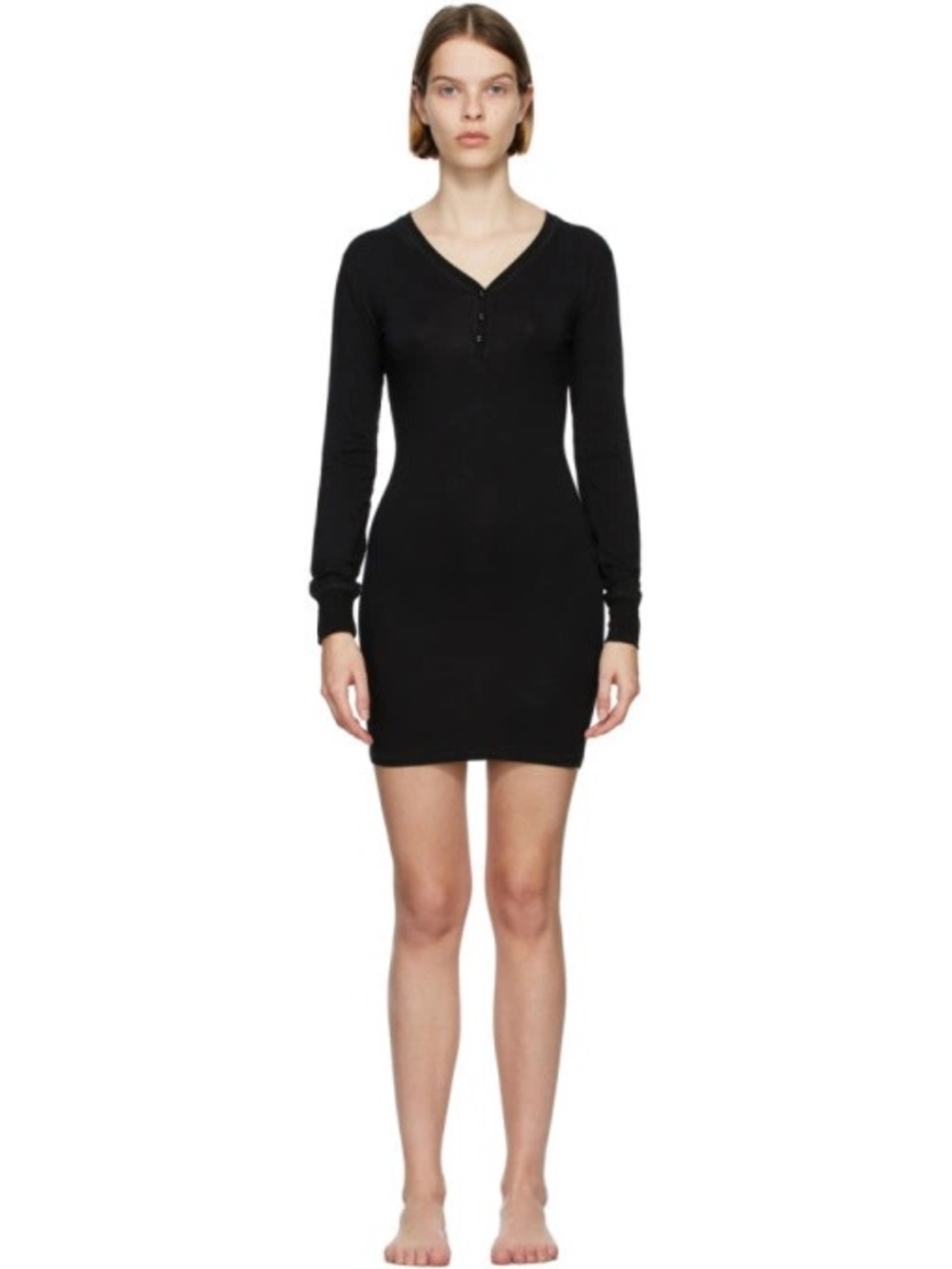 SKIMS black henley dress